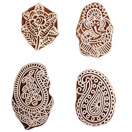 Set of 4 Piece New Mix Wooden Printing Block